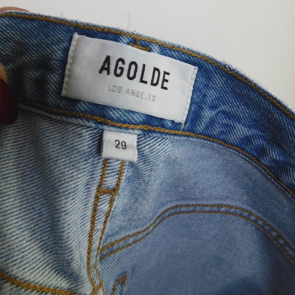 AGOLDE 90s Crop Mid Rise Straight Jeans Essence Blue Organic Cotton Size 29 - Picture 4 of 6